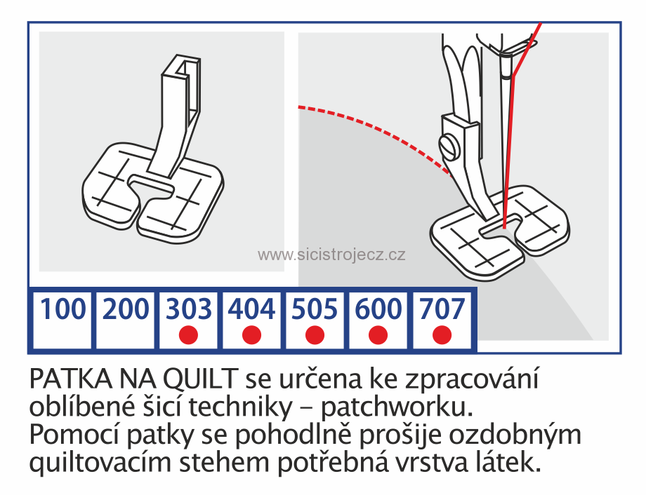 Patka pro quilt a patchwork - univerzální patka pro domácí šicí stroje 