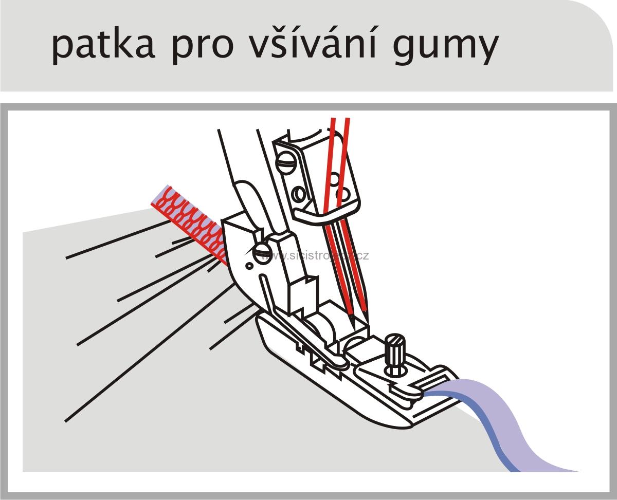 Patka na všívání gumy - univerzální patka pro Overlock
