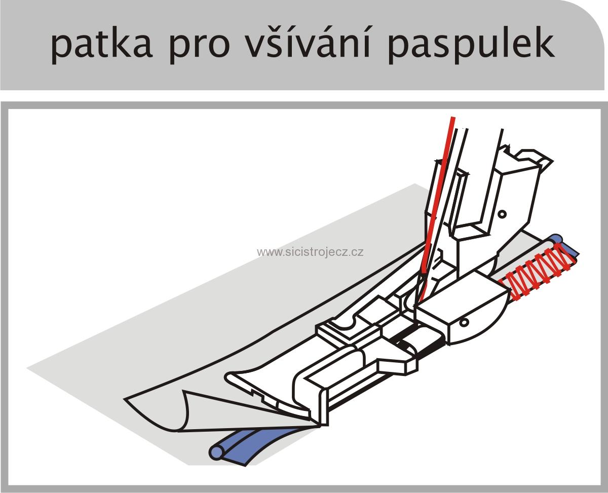 Patka pro všívání paspulek - univerzální patka pro Overlock