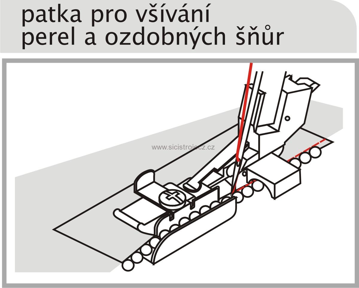 Patka pro všívání perel - univerzální patka pro Overlock