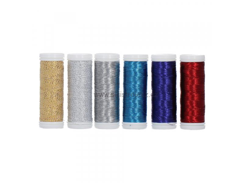 Sestava nití Metallic Sky Silva 30N/150 m a 40N/250 m - 6 barev (nebe)