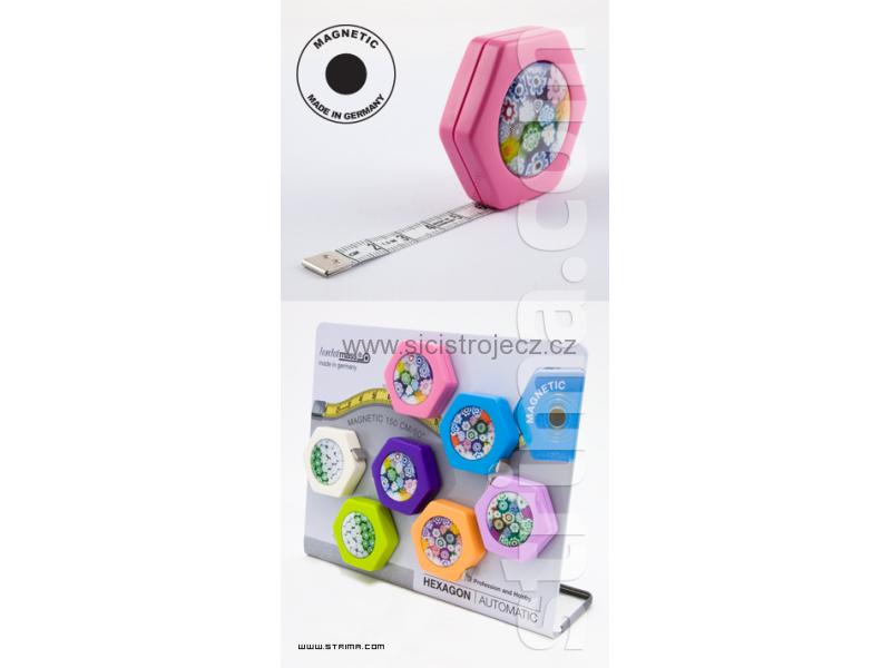 Krejčovský metr HEXAGON MAGNETIC PINK