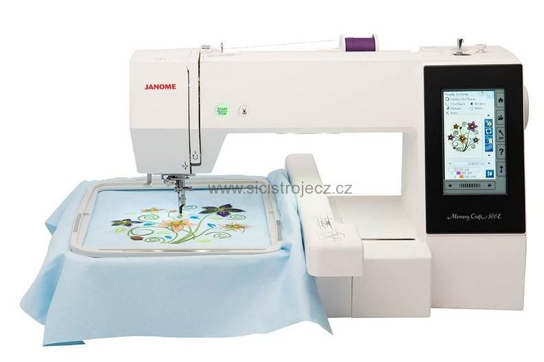 vyšívací stroj Janome MC 500 E + vyšívací sada zdarma
